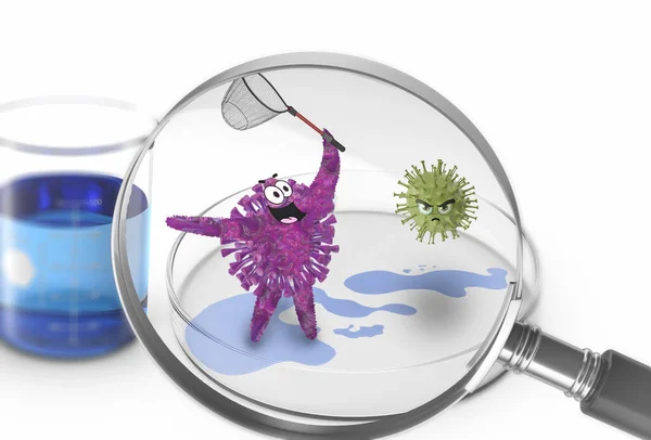 Anticorpo Cerca Catturare Virus Illustrazione — Foto Stock