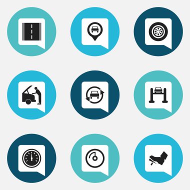 9 düzenlenebilir Rating simgeler kümesi. Hız kontrolü, Otoban, işaretçi ve daha fazlası gibi simgeler içerir. Web, mobil, UI ve Infographic tasarımı için kullanılabilir.