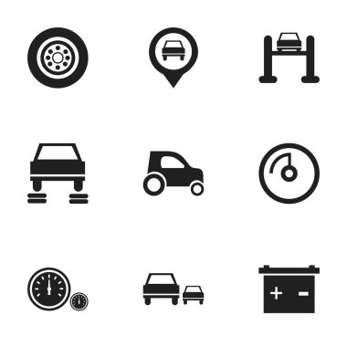 9 düzenlenebilir araç simgeler kümesi. Akümülatör, işaretçi, hız ve daha fazlası gibi simgeler içerir. Web, mobil, UI ve Infographic tasarımı için kullanılabilir.