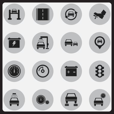 16 düzenlenebilir Rating simgeler kümesi. Otomobil, hız göstergesi, oto Servisi ve daha fazlası gibi simgeler içerir. Web, mobil, UI ve Infographic tasarımı için kullanılabilir.
