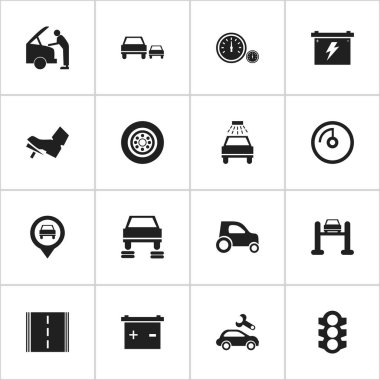 16 düzenlenebilir araç simgeler kümesi. İşaretçi, trafik ışığı, yarış ve daha fazlası gibi simgeler içerir. Web, mobil, UI ve Infographic tasarımı için kullanılabilir.