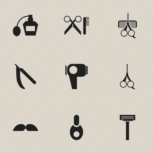 Set Of 9 Editable Barbershop Icons. Includes Symbols Such As Scent, Shaver, Blade And More. Can Be Used For Web, Mobile, UI And Infographic Design. — Stock Vector