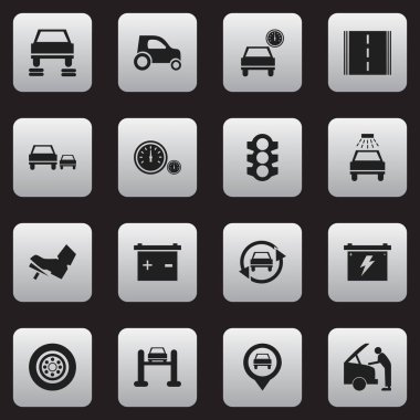 16 düzenlenebilir Rating simgeler kümesi. İşaretçi, bataryayı ve Otoban gibi simgeler içerir. Web, mobil, UI ve Infographic tasarımı için kullanılabilir.