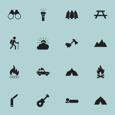 16 düzenlenebilir seyahat simgeler kümesi. Fener, yolculuk Araba, Blaze ve daha fazlası gibi simgeler içerir. Web, mobil, UI ve Infographic tasarımı için kullanılabilir.