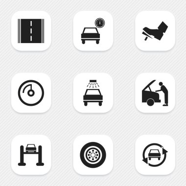 9 düzenlenebilir Rating simgeler kümesi. Hız ekran, otomobil, araba tamir ve daha fazlası gibi simgeler içerir. Web, mobil, UI ve Infographic tasarımı için kullanılabilir.