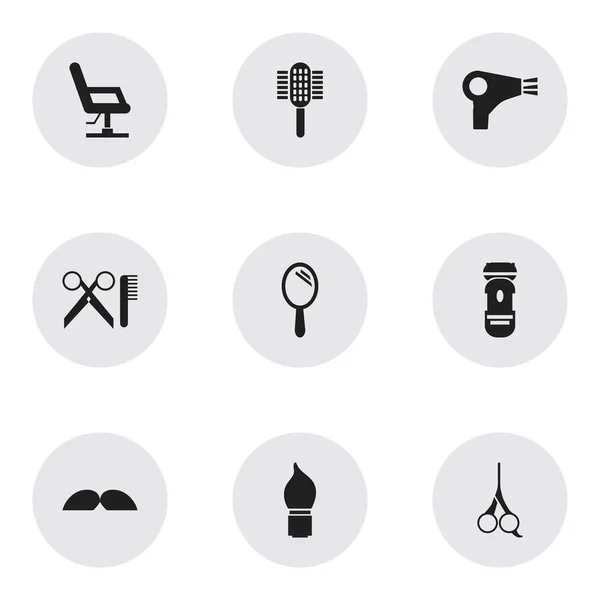 Set van 9 bewerkbare Haarstylist iconen. Bevat symbolen zoals Reflector, lader, elleboog stoel en meer. Kan worden gebruikt voor Web, Mobile, Ui en Infographic Design. — Stockvector