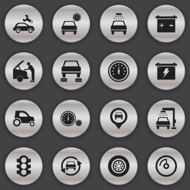 16 düzenlenebilir araba simgeler kümesi. İşaretçi, trafik ışığı, otomotiv saptamak ve daha fazlası gibi simgeler içerir. Web, mobil, UI ve Infographic tasarımı için kullanılabilir.