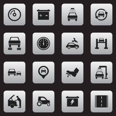 16 düzenlenebilir Rating simgeler kümesi. Oto Servisi, hız kontrolü, otomotiv saptamak ve daha fazlası gibi simgeler içerir. Web, mobil, UI ve Infographic tasarımı için kullanılabilir.