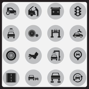16 düzenlenebilir Rating simgeler kümesi. Trafik ışığı, araç yıkama, ayarlama otomatik ve daha fazlası gibi simgeler içerir. Web, mobil, UI ve Infographic tasarımı için kullanılabilir.