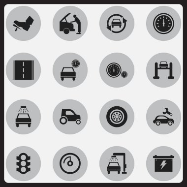 16 düzenlenebilir Rating simgeler kümesi. Hız göstergesi, otomotiv ve araç araba gibi simgeler içerir. Web, mobil, UI ve Infographic tasarımı için kullanılabilir.