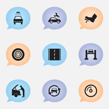 9 düzenlenebilir Rating simgeler kümesi. Pedalla, tamir, araba lastiği vb. gibi simgeler içerir. Web, mobil, UI ve Infographic tasarımı için kullanılabilir.