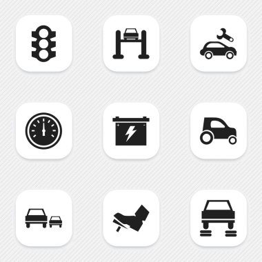 9 düzenlenebilir Rating simgeler kümesi. Trafik ışığı, pedalla, yarış ve daha fazlası gibi simgeler içerir. Web, mobil, UI ve Infographic tasarımı için kullanılabilir.