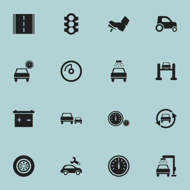 16 düzenlenebilir araba simgeler kümesi. Simgeleri gibi ayarlama otomatik hız göstergesi, akü ve daha fazlasını içerir. Web, mobil, UI ve Infographic tasarımı için kullanılabilir.