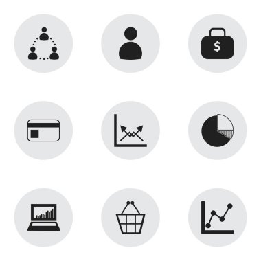 9 düzenlenebilir Analytics simgeler kümesi. Çanta, ekolayzer göstermek, iletim ve daha fazla ticaret gibi simgeleri içerir. Web, mobil, UI ve Infographic tasarımı için kullanılabilir.