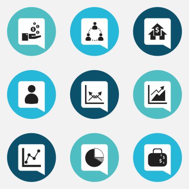 9 düzenlenebilir Analytics simgeler kümesi. Şema, grafik bilgilerini, kullanıcı ve daha fazlası gibi simgeler içerir. Web, mobil, UI ve Infographic tasarımı için kullanılabilir.