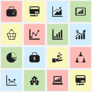 16 düzenlenebilir mantıksal simgeler kümesi. İletim, House, gelir ve diğer bankacılık gibi simgeler içerir. Web, mobil, UI ve Infographic tasarımı için kullanılabilir.