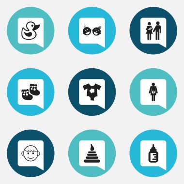 9 düzenlenebilir bebek simgeler kümesi. Simgeleri gibi gebelik, ikiz bebekler, soy ve daha fazlasını içerir. Web, mobil, UI ve Infographic tasarımı için kullanılabilir.