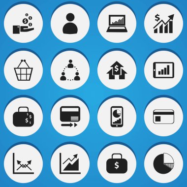 16 düzenlenebilir Analytics simgeler kümesi. Ödeme kurtarmak ekolayzer görüntü, ev ve daha fazla bankacılık gibi simgeleri içerir. Web, mobil, UI ve Infographic tasarımı için kullanılabilir.