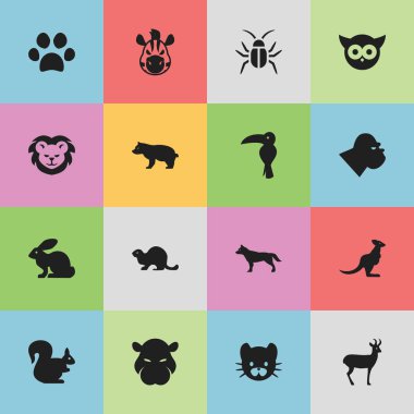 16 düzenlenebilir zooloji simgeler kümesi. Şempanze, Hamam böceği, kutup hayvan ve daha fazlası gibi simgeler içerir. Web, mobil, UI ve Infographic tasarımı için kullanılabilir.