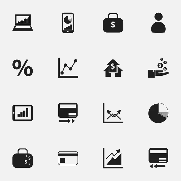 Set di 16 icone logiche modificabili. Include simboli come schema, statistiche telefoniche, casa bancaria e altro ancora. Può essere utilizzato per la progettazione web, mobile, UI e infografica . — Vettoriale Stock