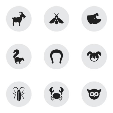 9 düzenlenebilir hayvan simgeler kümesi. Gece Fowl, Hayvancılık, ıstakoz ve daha fazlası gibi simgeler içerir. Web, mobil, UI ve Infographic tasarımı için kullanılabilir.