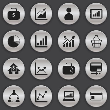 16 düzenlenebilir mantıksal simgeler kümesi. Daire diyagram, ticaret çanta, istatistik ve daha fazlası gibi simgeler içerir. Web, mobil, UI ve Infographic tasarımı için kullanılabilir.