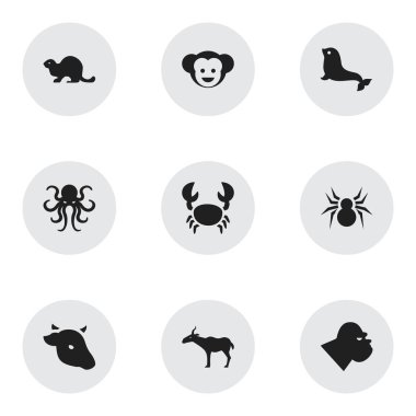 9 düzenlenebilir doğa simgeler kümesi. Boğa, ceylan, dokunaç ve daha fazlası gibi simgeler içerir. Web, mobil, UI ve Infographic tasarımı için kullanılabilir.