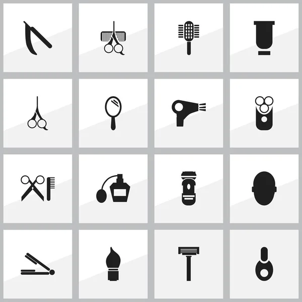 Set van 16 bewerkbare Kapper iconen. Bevat symbolen zoals Kapper Tools, flacon, lader en meer. Kan worden gebruikt voor Web, Mobile, Ui en Infographic Design. — Stockvector