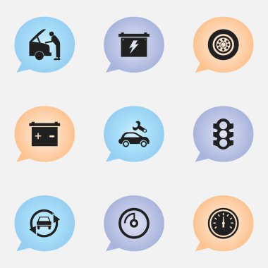 9 düzenlenebilir araba simgeler kümesi. Simgeleri gibi ayarlama otomatik, akümülatör, pil ve daha fazlasını içerir. Web, mobil, UI ve Infographic tasarımı için kullanılabilir.