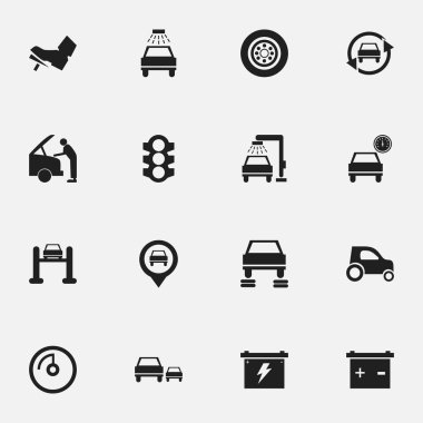 16 düzenlenebilir Rating simgeler kümesi. Araba yıkanmak gibi akümülatör, trafik ışığı ve diğer simgeler içerir. Web, mobil, UI ve Infographic tasarımı için kullanılabilir.