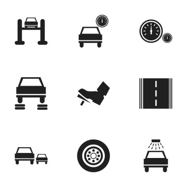 9 düzenlenebilir taşıma simgeler kümesi. Lastik, araba yıkanmak gibi oto tamir ve daha fazla simgeleri içerir. Web, mobil, UI ve Infographic tasarımı için kullanılabilir.