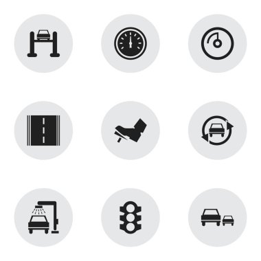 9 düzenlenebilir Rating simgeler kümesi. Araç yıkama, Otoban, pedalla ve daha fazlası gibi simgeler içerir. Web, mobil, UI ve Infographic tasarımı için kullanılabilir.