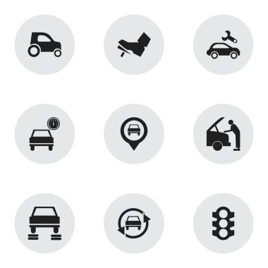 9 düzenlenebilir Rating simgeler kümesi. Ayarlama otomatik, otomobil, oto tamir ve daha fazlası gibi simgeler içerir. Web, mobil, UI ve Infographic tasarımı için kullanılabilir.