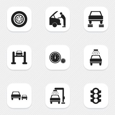 9 düzenlenebilir Rating simgeler kümesi. Trafik ışığı, oto tamir, oto Servisi ve daha fazlası gibi simgeler içerir. Web, mobil, UI ve Infographic tasarımı için kullanılabilir.