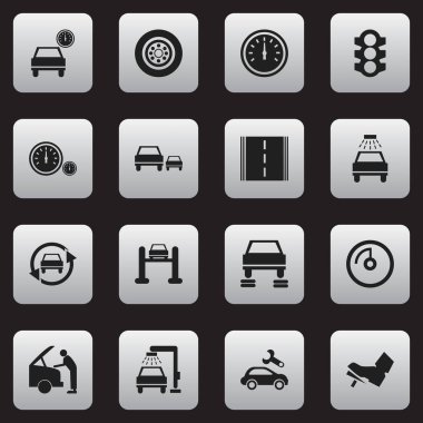 16 düzenlenebilir Rating simgeler kümesi. Hız göstergesi, lastik, otomotiv saptamak ve daha fazlası gibi simgeler içerir. Web, mobil, UI ve Infographic tasarımı için kullanılabilir.