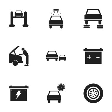 9 düzenlenebilir araba simgeler kümesi. Oto Servisi, akümülatör, yarış ve daha fazlası gibi simgeler içerir. Web, mobil, UI ve Infographic tasarımı için kullanılabilir.