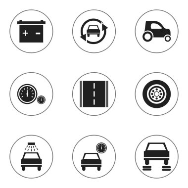 9 düzenlenebilir araba simgeler kümesi. Simgeleri gibi ayarlama otomatik, akümülatör, otoyol ve daha fazlasını içerir. Web, mobil, UI ve Infographic tasarımı için kullanılabilir.