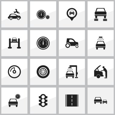 16 düzenlenebilir Rating simgeler kümesi. Sabitleme, araba gibi simgeler araç yıkama, trafik ışığı ve daha fazlasını içerir. Web, mobil, UI ve Infographic tasarımı için kullanılabilir.