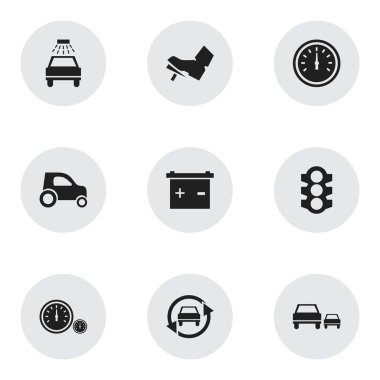 9 düzenlenebilir taşıma simgeler kümesi. Pedalla, otomatik, hız kontrolü ve daha fazla ayarlama gibi simgeler içerir. Web, mobil, UI ve Infographic tasarımı için kullanılabilir.