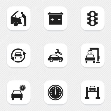 9 düzenlenebilir Rating simgeler kümesi. Simgeleri gibi otomotiv düzeltme, otomobil, hız kontrolü ve daha fazlasını içerir. Web, mobil, UI ve Infographic tasarımı için kullanılabilir.