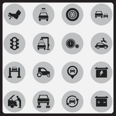 16 düzenlenebilir Rating simgeler kümesi. İşaretçi, lastik, arabayı tamir ve daha fazlası gibi simgeler içerir. Web, mobil, UI ve Infographic tasarımı için kullanılabilir.