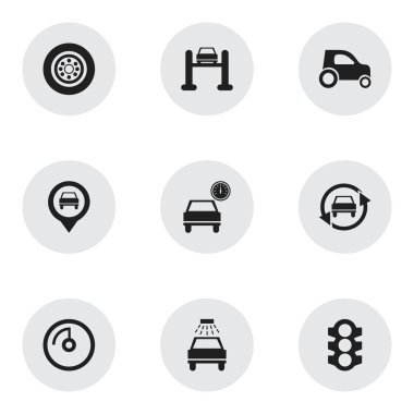 9 düzenlenebilir araba simgeler kümesi. İşaretçi, oto Servisi, araç araba ve daha fazlası gibi simgeler içerir. Web, mobil, UI ve Infographic tasarımı için kullanılabilir.