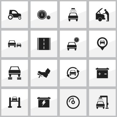 16 düzenlenebilir araba simgeler kümesi. Simgeleri gibi ayarlama otomatik, yarış, pil ve daha fazlasını içerir. Web, mobil, UI ve Infographic tasarımı için kullanılabilir.