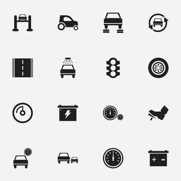 Set van 16 bewerkbare voertuig iconen. Bevat symbolen zoals pedaal, Auto reparatie, auto en meer. Kan worden gebruikt voor Web, Mobile, Ui en Infographic Design. — Stockvector