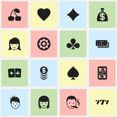 16 düzenlenebilir oyun simgeler kümesi. Sevgi ve daha fazla Rhombus, Bones oyun, gibi simgeler içerir. Web, mobil, UI ve Infographic tasarımı için kullanılabilir.