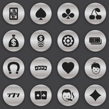 16 düzenlenebilir Casino simgeler kümesi. Kart takım elbise, siyah kalp, paran ve daha fazlası gibi simgeler içerir. Web, mobil, UI ve Infographic tasarımı için kullanılabilir.