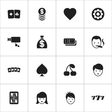 16 düzenlenebilir oyun simgeler kümesi. Oyun kartı, çocuk, kart çift ve daha fazlası gibi simgeler içerir. Web, mobil, UI ve Infographic tasarımı için kullanılabilir.