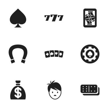 9 düzenlenebilir iş simgeler kümesi. Blackjack, siyah kalp, oyun kartı ve daha fazlası gibi simgeler içerir. Web, mobil, UI ve Infographic tasarımı için kullanılabilir.