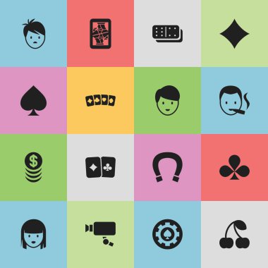 16 düzenlenebilir iş simgeler kümesi. Kart çifti, kart takım elbise, Casino işçi ve daha fazlası gibi simgeler içerir. Web, mobil, UI ve Infographic tasarımı için kullanılabilir.