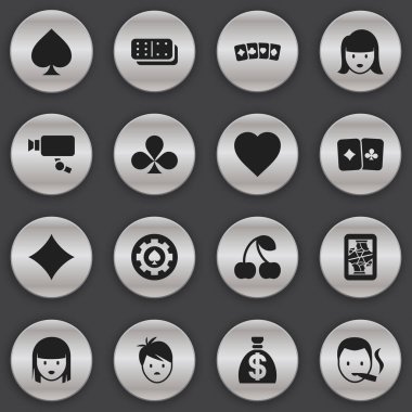 16 düzenlenebilir kumar simgeler kümesi. Siyah kalp, kart çifti, oyun kartı ve daha fazlası gibi simgeler içerir. Web, mobil, UI ve Infographic tasarımı için kullanılabilir.
